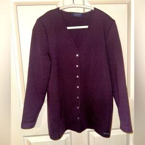 Saint James Deep Purple Wool Knitwear button front sweater cardigan 8